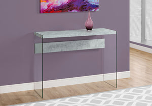 Glossy Surface Accent Console Table with Glass Sides - White or Gray