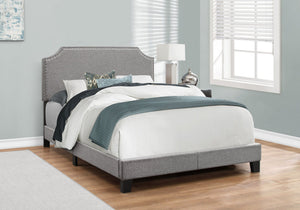 Gray Full Upholstered Bed with Nailhead Trim - Transitional Style