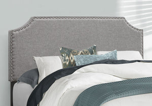 Gray Full Upholstered Bed with Nailhead Trim - Transitional Style