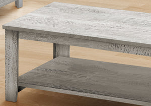 Gray Wood Table Set of 3 with Bottom Shelves - Coffee, End & Side Tables