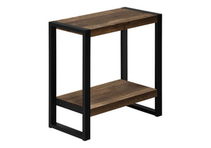 Industrial Accent Side Table with Reclaimed Wood Finish - Dark Brown, Black, or Gray