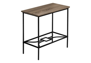 Light Brown Narrow Accent Side Table with 2 Tiers - Metal & Wood
