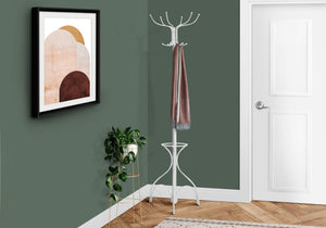 Metal Coat Rack Hall Tree with 12 Hooks and Umbrella Holder - Black or White