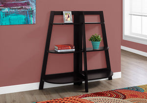 Modern 3 Tier Wood Etagere Bookshelf with Open Design - White, Dark Brown, or Light Brown