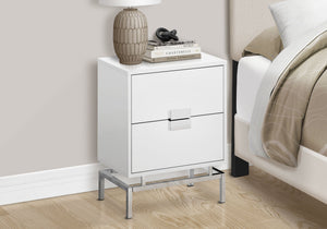Modern Accent Side Table with Storage Drawer - White