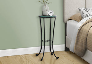 Modern Black Accent Side Table with Tempered Glass Top - Black