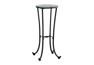 Modern Black Accent Side Table with Tempered Glass Top - Black