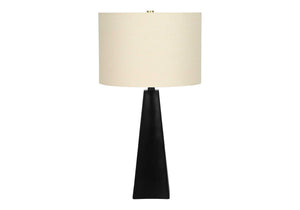Modern Black Resin Table Lamp with Adjustable 3-Way Lighting - Beige Linen Shade