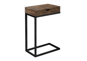 Modern C-Shaped Accent Table with Storage Drawer - Brown