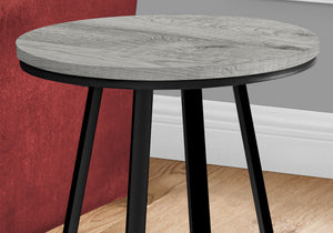 Modern Round Accent Table with Metal Base - Light Brown, Gray, or Black