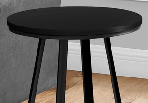 Modern Round Accent Table with Metal Base - Light Brown, Gray, or Black
