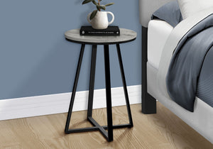 Modern Round Accent Table with Metal Base - Light Brown, Gray, or Black