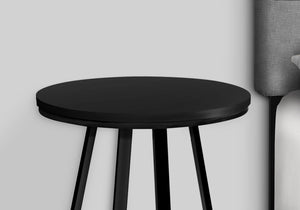 Modern Round Accent Table with Metal Base - Light Brown, Gray, or Black
