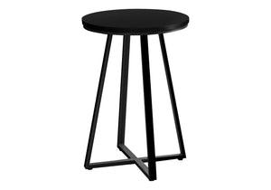 Modern Round Accent Table with Metal Base - Light Brown, Gray, or Black