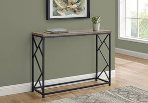 Modern Wood Look Console Table with Metal Frame - Dark Brown, Light Brown, or Dark Gray