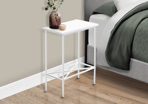 Narrow 2-Tier Accent Side Table with Metal Base - White