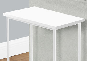 Narrow 2-Tier Accent Side Table with Metal Base - White