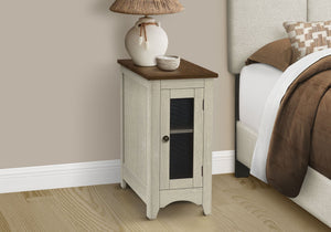 Narrow Wood Accent End Table with Cabinet Storage - Gray, Black, or White