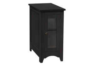 Narrow Wood Accent End Table with Cabinet Storage - Gray, Black, or White