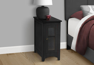 Narrow Wood Accent End Table with Cabinet Storage - Gray, Black, or White