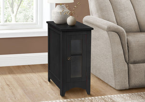 Narrow Wood Accent End Table with Cabinet Storage - Gray, Black, or White