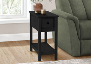 Narrow Wood End Table with Storage Drawer - Multiple Colors