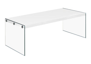 Rectangular Coffee Table with Clear Tempered Glass Sides - White or Gray