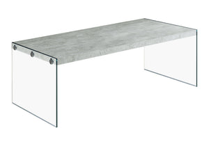 Rectangular Coffee Table with Clear Tempered Glass Sides - White or Gray