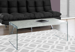 Rectangular Coffee Table with Clear Tempered Glass Sides - White or Gray