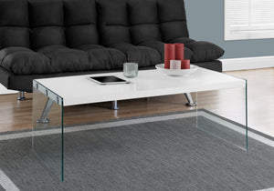 Rectangular Coffee Table with Clear Tempered Glass Sides - White or Gray