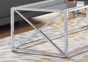 Rectangular Contemporary Coffee Table with Chrome Base - Chrome