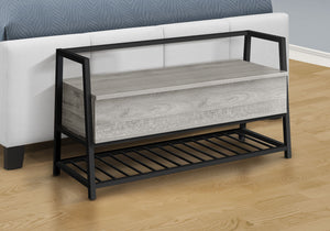 Rectangular Storage Bench with Flip-Top Storage - Gray or Light Brown