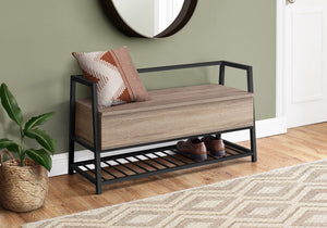 Rectangular Storage Bench with Flip-Top Storage - Gray or Light Brown