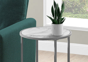 Round Accent Side Table with Wood Top and Metal Legs - Dark Gray or White