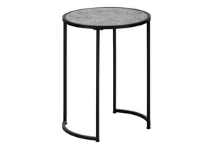 Round Accent Side Table with Wood Top and Metal Legs - Dark Gray or White