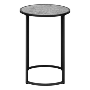 Round Accent Side Table with Wood Top and Metal Legs - Dark Gray or White