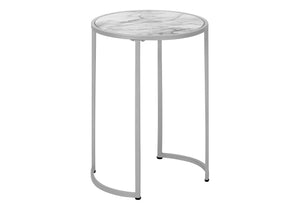 Round Accent Side Table with Wood Top and Metal Legs - Dark Gray or White