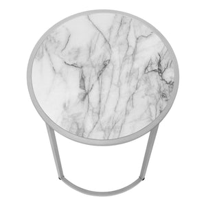 Round Accent Side Table with Wood Top and Metal Legs - Dark Gray or White