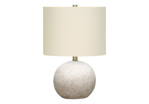 Table Lamp Lighting with Concrete Base and Drum Shade - Beige or Gray