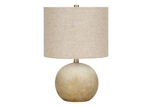Table Lamp Lighting with Concrete Base and Drum Shade - Beige or Gray