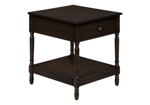 Traditional 2-Tier Square Accent Table with Drawer - Walnut