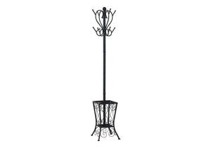 Transitional Black Freestanding Coat Rack with 8 Hooks - Black