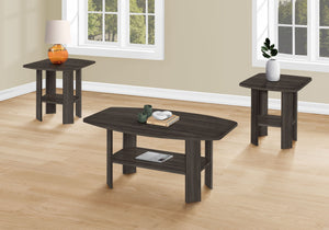 Transitional Oak Table Set with Practical Shelving - Dark Brown