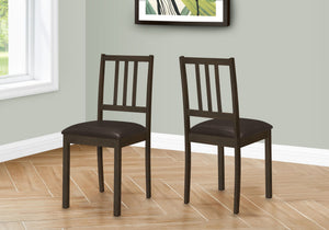Upholstered Dining Chair Set of 2 with Supportive Slat Back - Brown