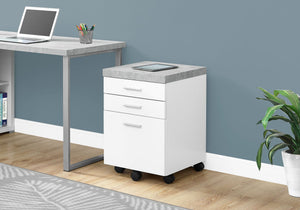 Wood Rolling File Cabinet with Storage Drawers and Printer Stand - White or Light Brown