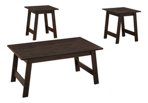 Wood Table Set of 3 with Coffee Table and End Tables - Multiple Colors