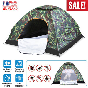 1/2 Person Instant Pop Up Dome Tent Waterproof Camping Tent w/Mosquito Net Doors Bags