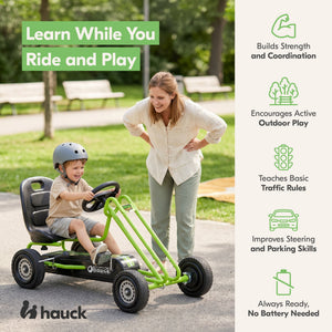 hauck Ergonomic Pedal Ride On Go Kart Toys for Boys and Girls Ages 4 to 8, Green
