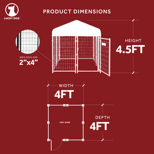 Lucky Dog 4' x 4' x 4.5' Covered Wire Dog Fence Kennel Pet Play Pen (2 Pack)