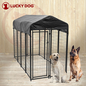 Lucky Dog Uptown Large Outdoor Covered Kennel Heavy Duty Dog Fence Pen (2 Pack)